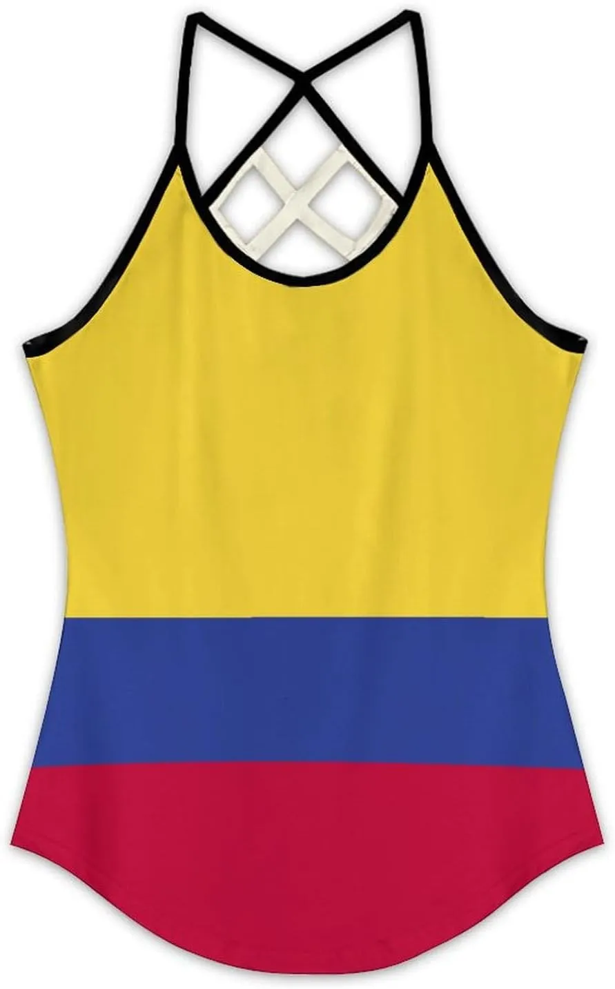 Colombia Flag V-Neck T-Shirt for Womens Summer Autumn Winter Creativity Top