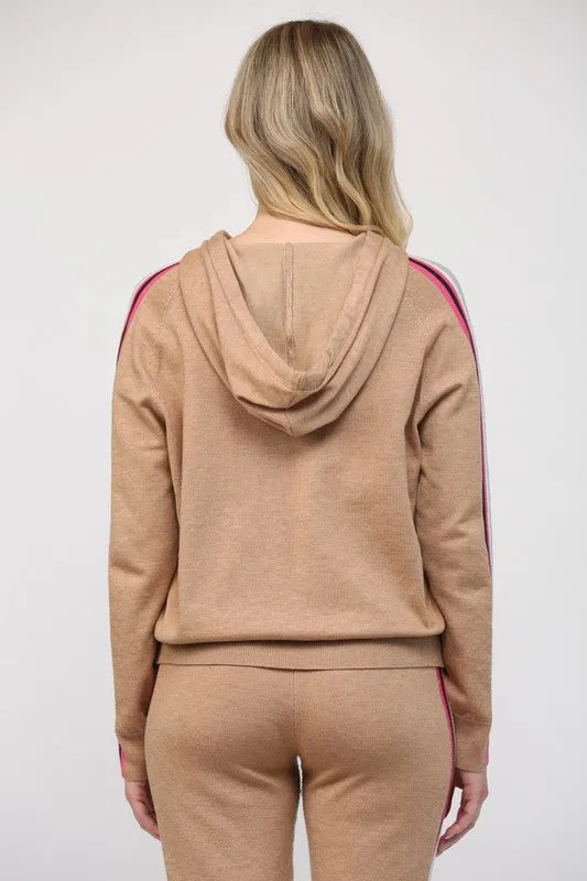 Colorful Stripe Knit Hoodie