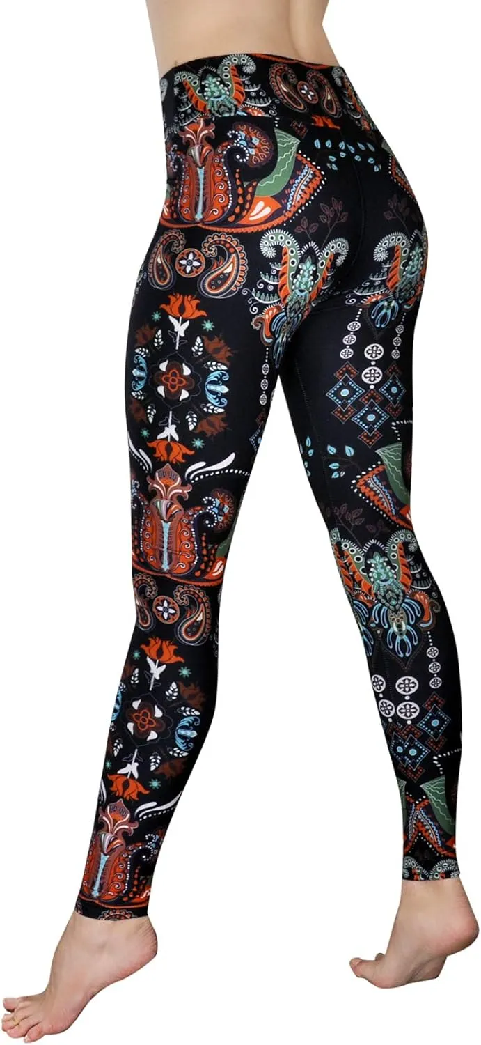 Comfy Yoga Pants - High Waisted Yoga Leggings with Bohemian Print - Extra Soft - Dry Fit