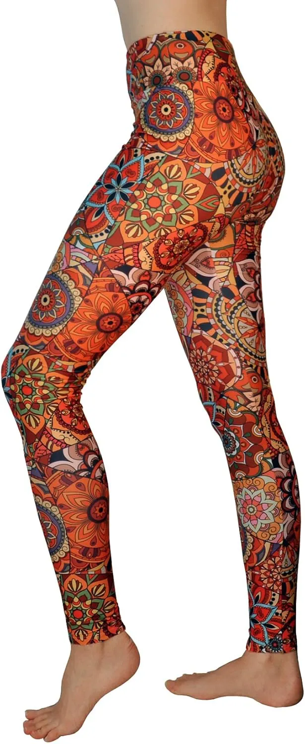 Comfy Yoga Pants - High Waisted Yoga Leggings with Bohemian Print - Extra Soft - Dry Fit