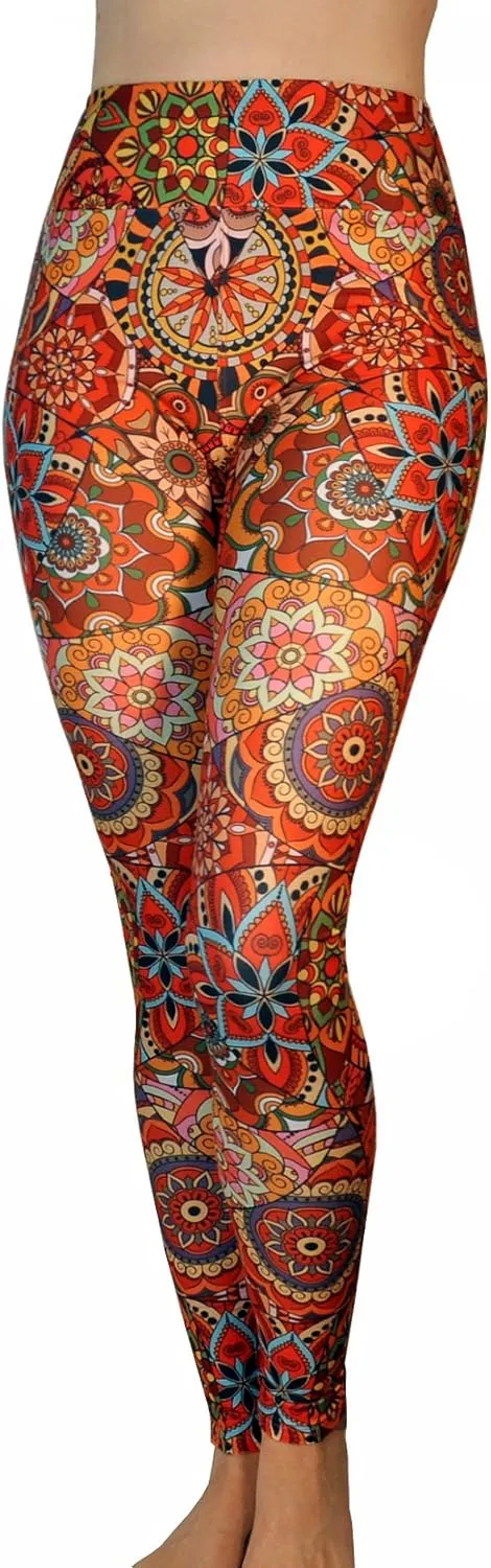 Comfy Yoga Pants - High Waisted Yoga Leggings with Bohemian Print - Extra Soft - Dry Fit
