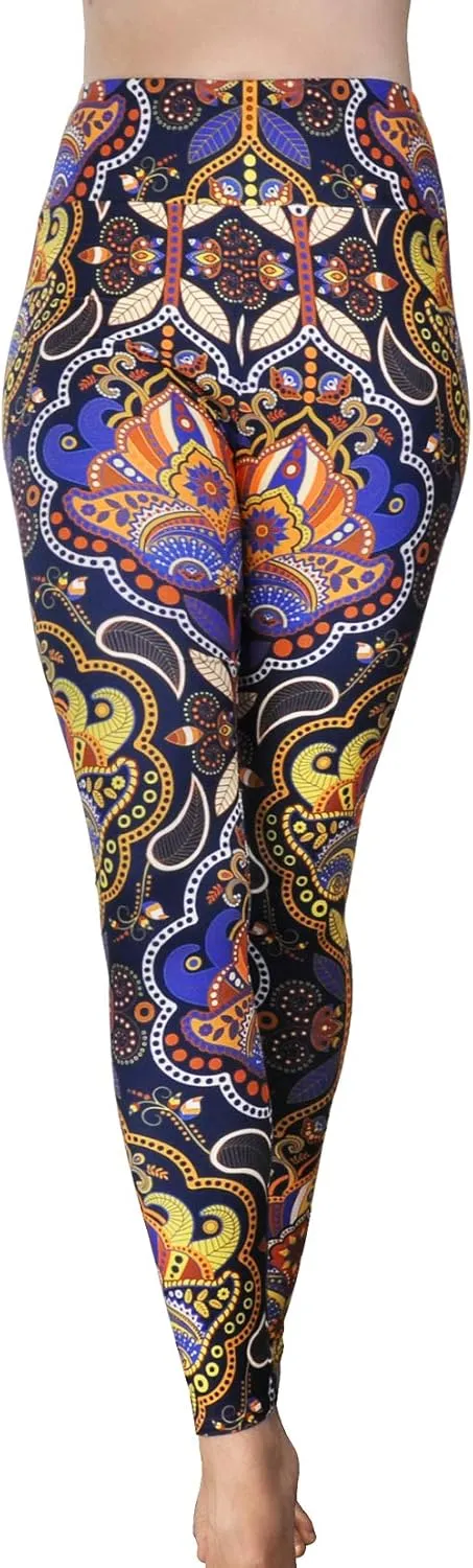 Comfy Yoga Pants - High Waisted Yoga Leggings with Bohemian Print - Extra Soft - Dry Fit
