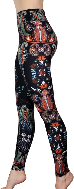 Comfy Yoga Pants - High Waisted Yoga Leggings with Bohemian Print - Extra Soft - Dry Fit