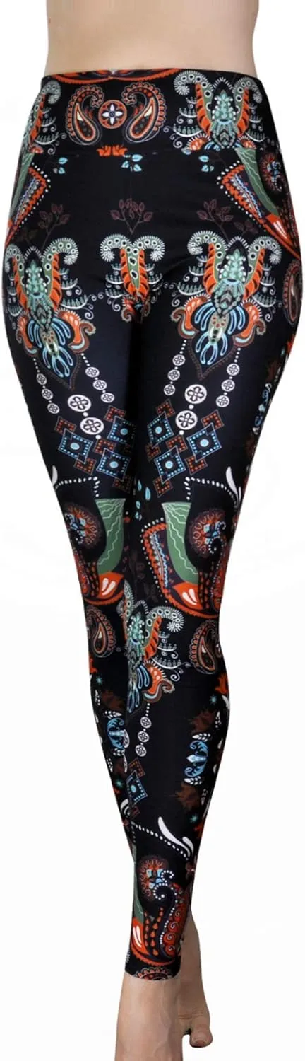 Comfy Yoga Pants - High Waisted Yoga Leggings with Bohemian Print - Extra Soft - Dry Fit
