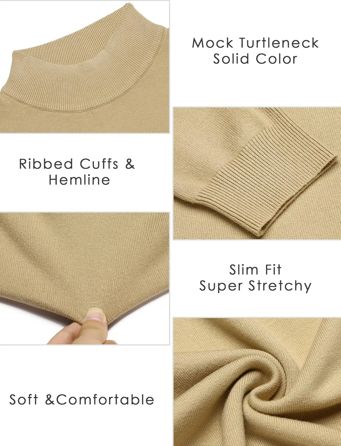 COOFANDY Men's Slim Fit Mock Turtleneck Pullover Sweater Casual Basic Knitted Thermal Sweaters