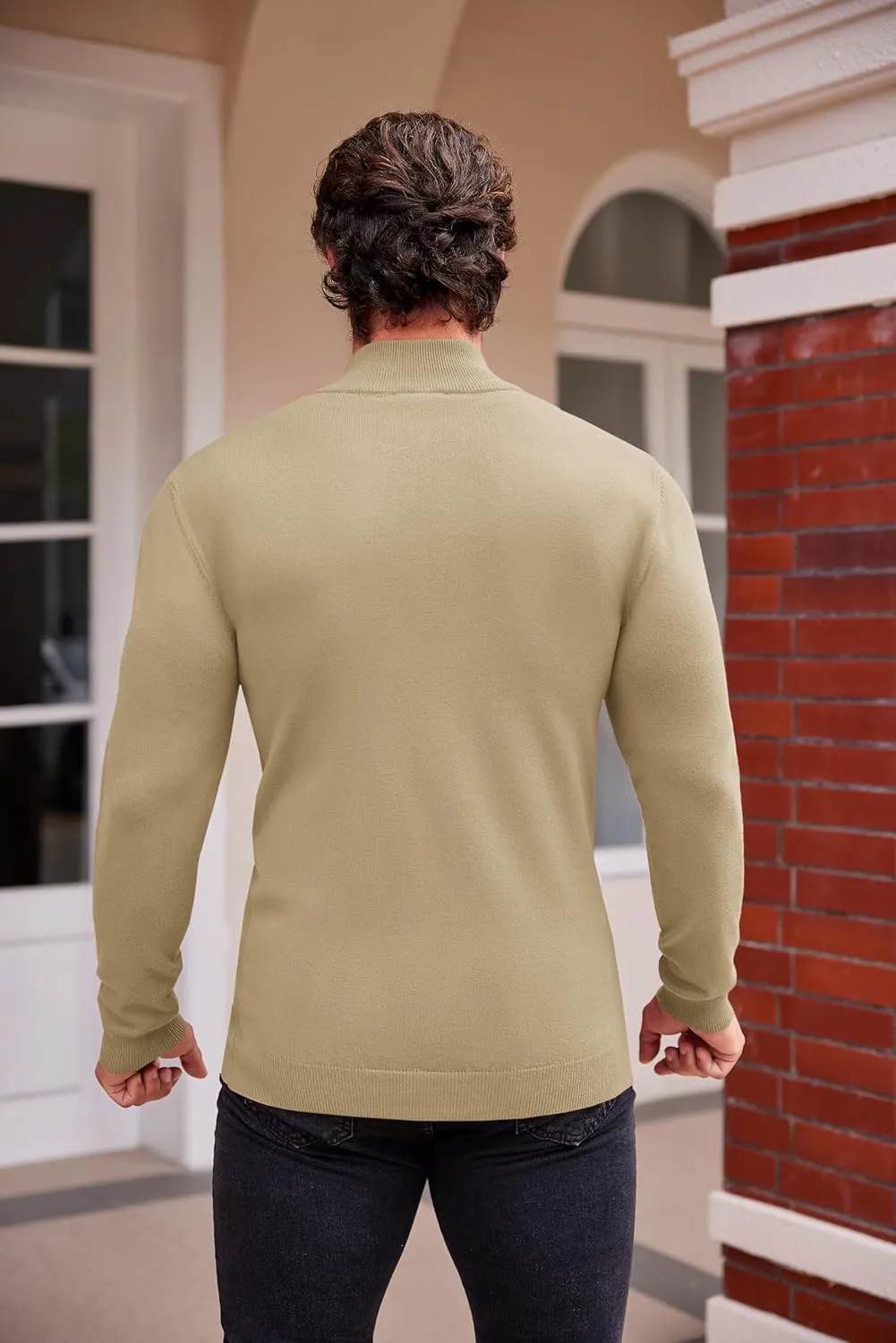 COOFANDY Men's Slim Fit Mock Turtleneck Pullover Sweater Casual Basic Knitted Thermal Sweaters