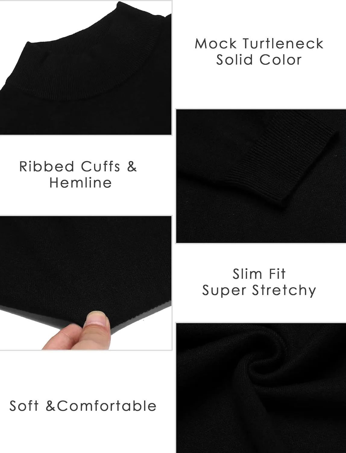 COOFANDY Men's Slim Fit Mock Turtleneck Pullover Sweater Casual Basic Knitted Thermal Sweaters