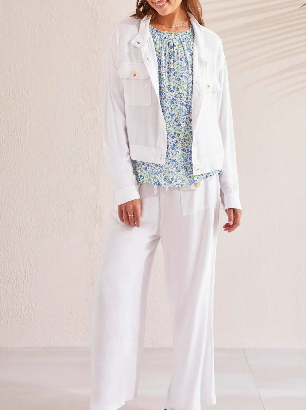 Crop Jacket W Pockets [White-6889O]