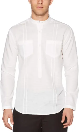 Cubavera Men's Two-Pocket Pintuck Long Sleeve Popover Guayabera Shirt