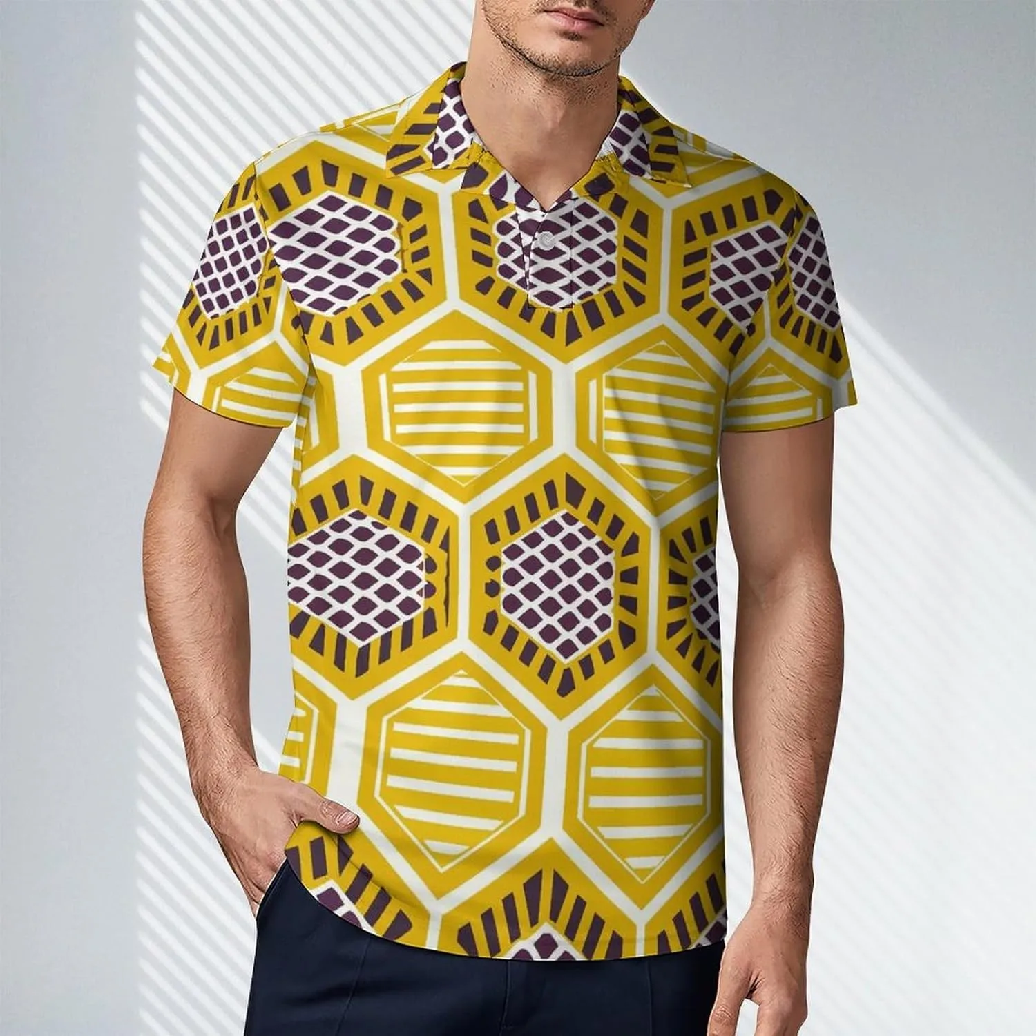 Cute Bird Pattern Men's Polo Shirts Short Sleeve Blend Performance Fashion Business Casual Collared Shirts
