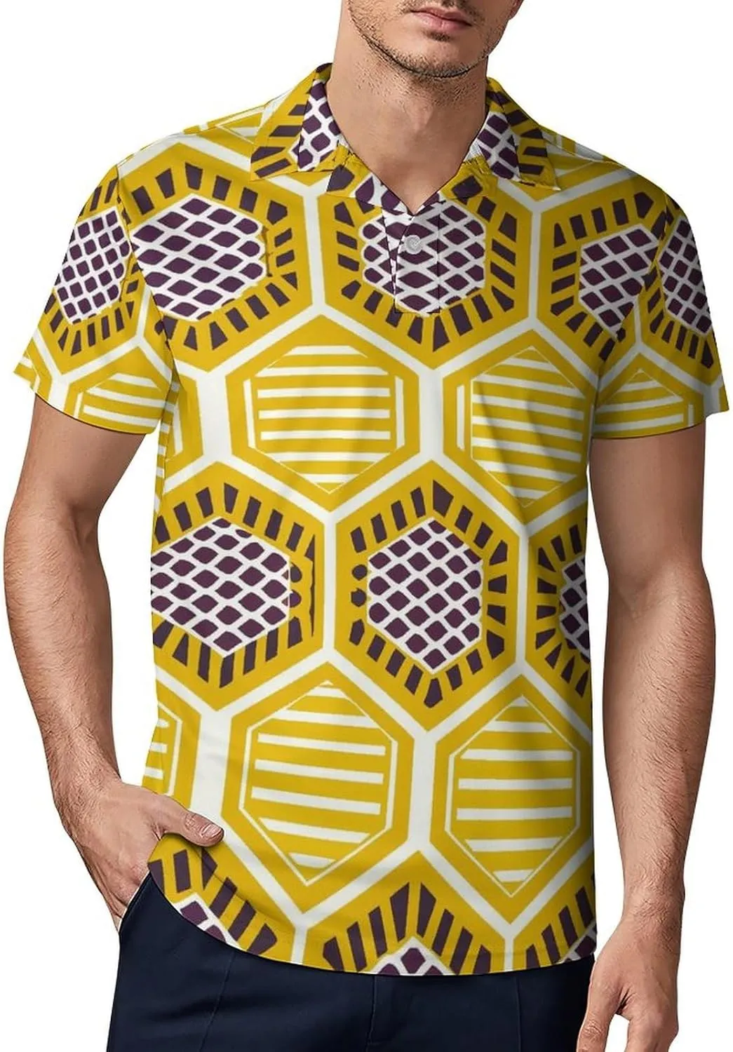 Cute Bird Pattern Men's Polo Shirts Short Sleeve Blend Performance Fashion Business Casual Collared Shirts