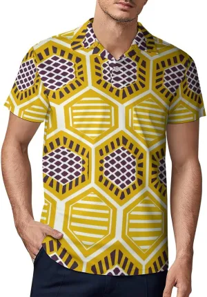 Cute Bird Pattern Men's Polo Shirts Short Sleeve Blend Performance Fashion Business Casual Collared Shirts