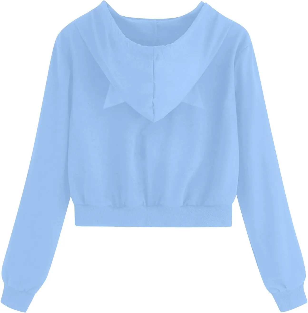 Cute Cat Ear Hoodies for Women Teen Girls Y2K Crop Tops Zip Up Long Sleeve Drawstring Hooded Jackets with Pockets