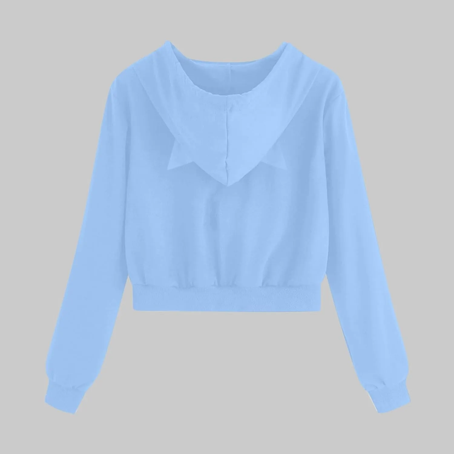 Cute Cat Ear Hoodies for Women Teen Girls Y2K Crop Tops Zip Up Long Sleeve Drawstring Hooded Jackets with Pockets