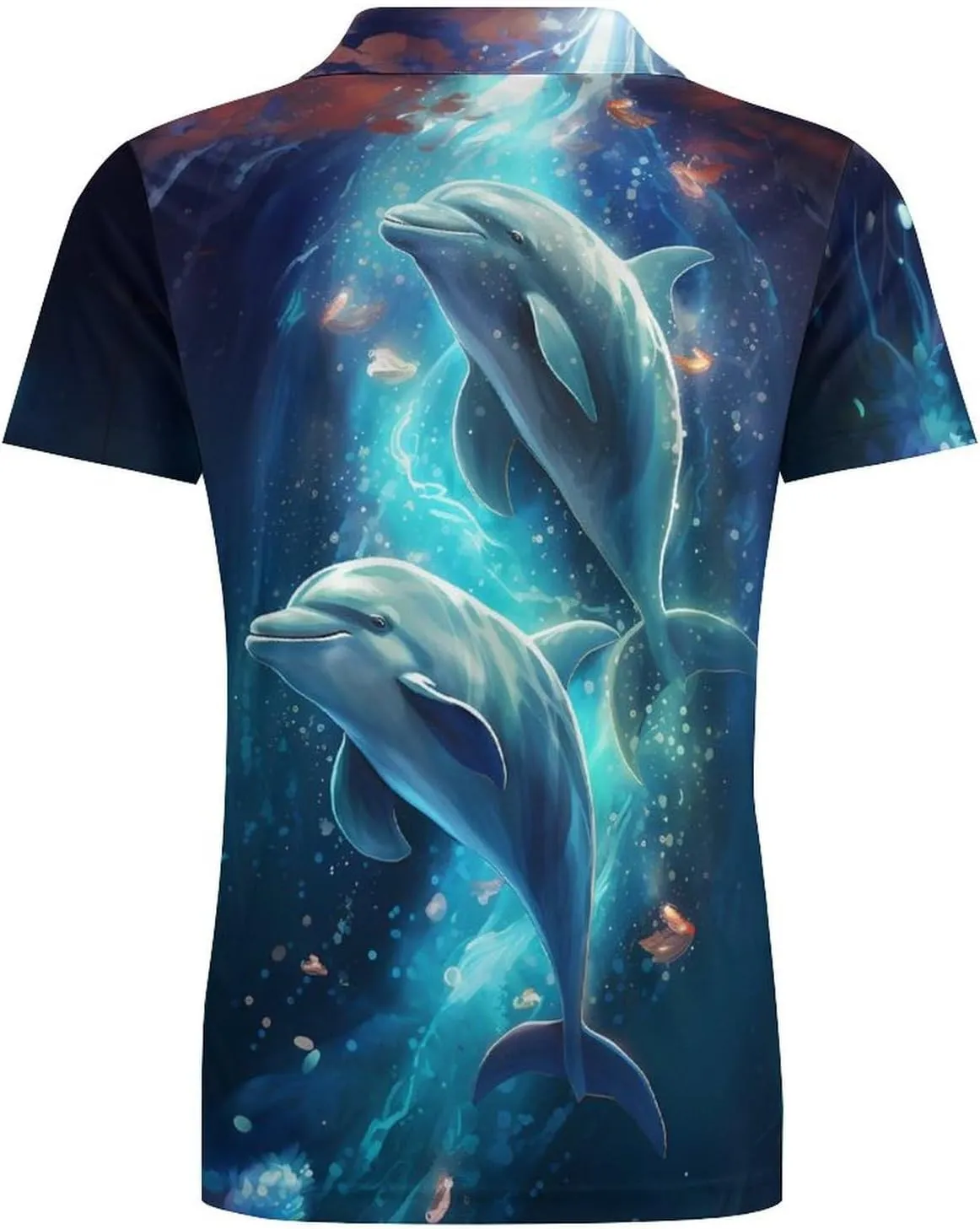 Cute Dolphins Men's Polo Shirt Short Sleeve Casual Athletic Quick Dry Golf T-Shirts