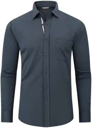Damipow Mens Slim Fit Dress Shirts Long Sleeve Button Down Cotton Casual Business Shirt