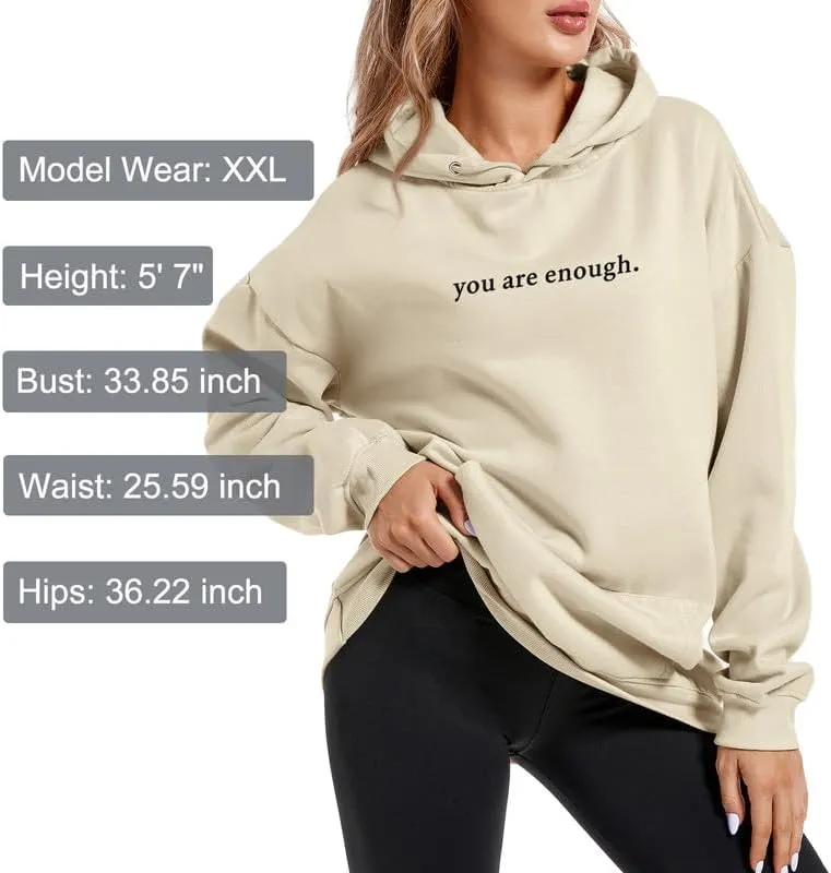 Dear Person Behind Me You Are Enough Hoodie for Women Teen Girls Oversized Aesthetic Graphic Sweatshirt Pullover Top