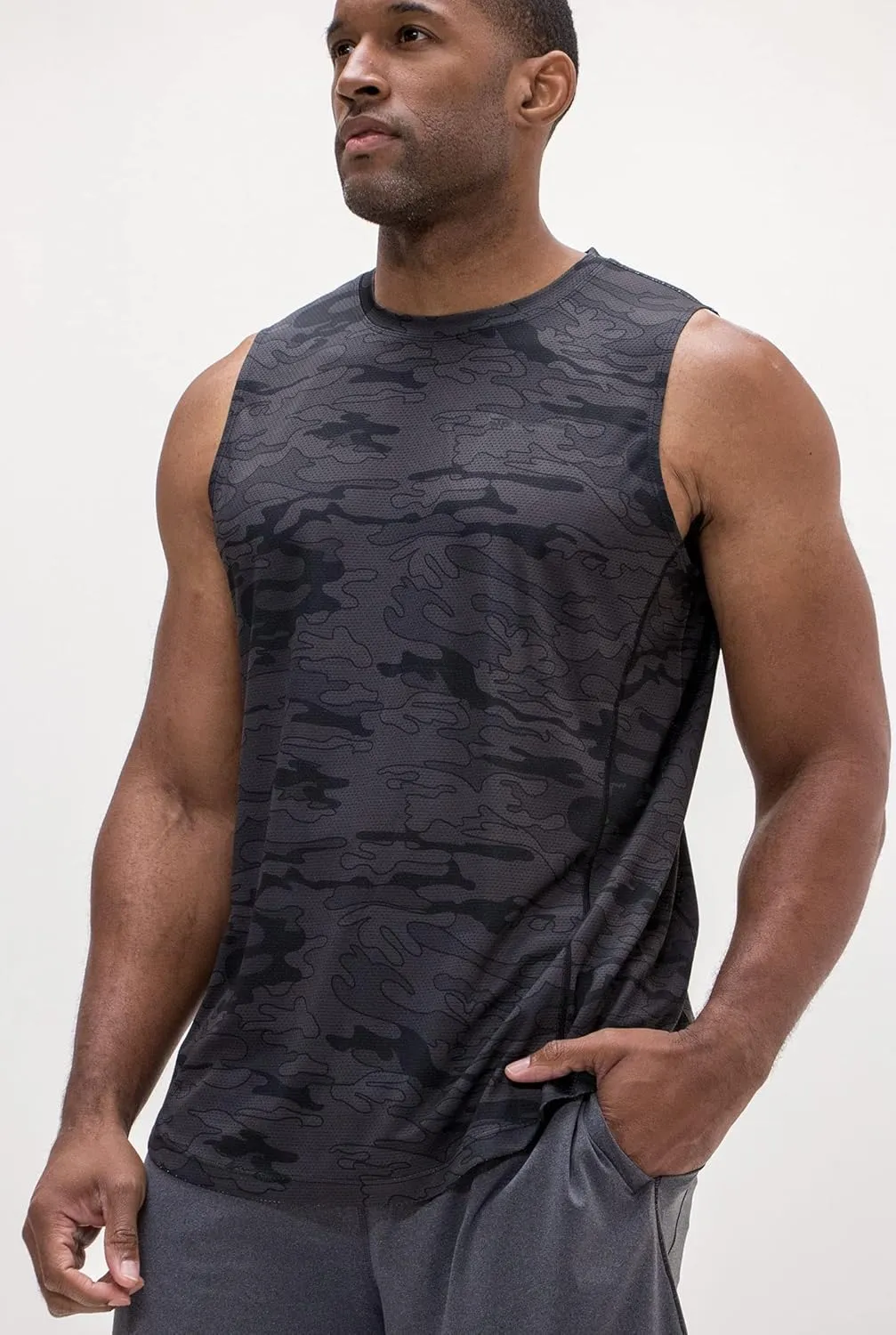 DEVOPS 3 Pack Men's Muscle Shirts Sleeveless Dry Fit Gym Workout Tank Top