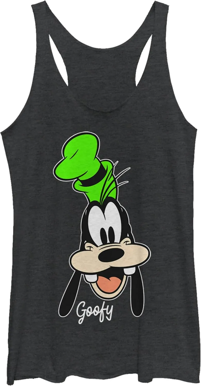 Disney Classic Mickey Goofy Big Face Women's Racerback Tank Top