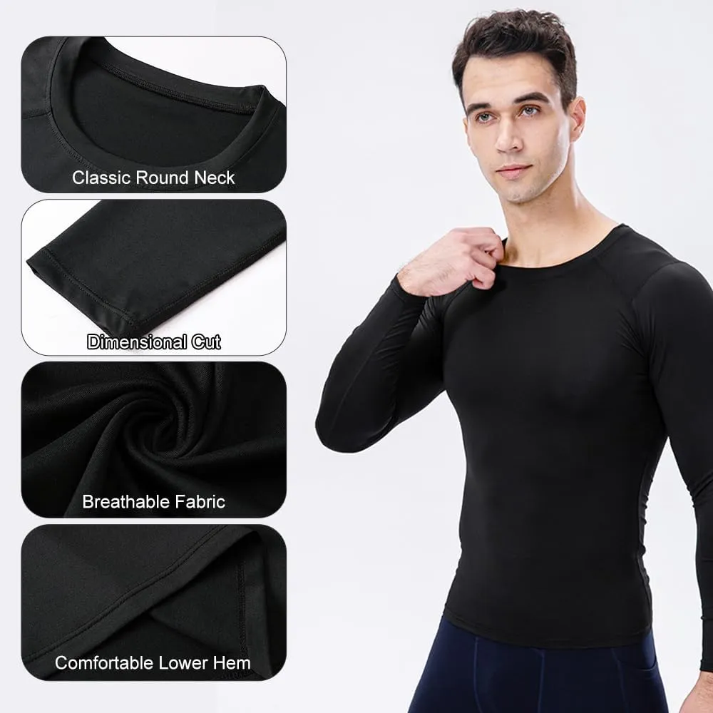 doorslay 3 Pack Compression Shirts for Men, Thermal Long Sleeve Athletic Undershirt, Base Layer Gear Tshirt for Workout Tops