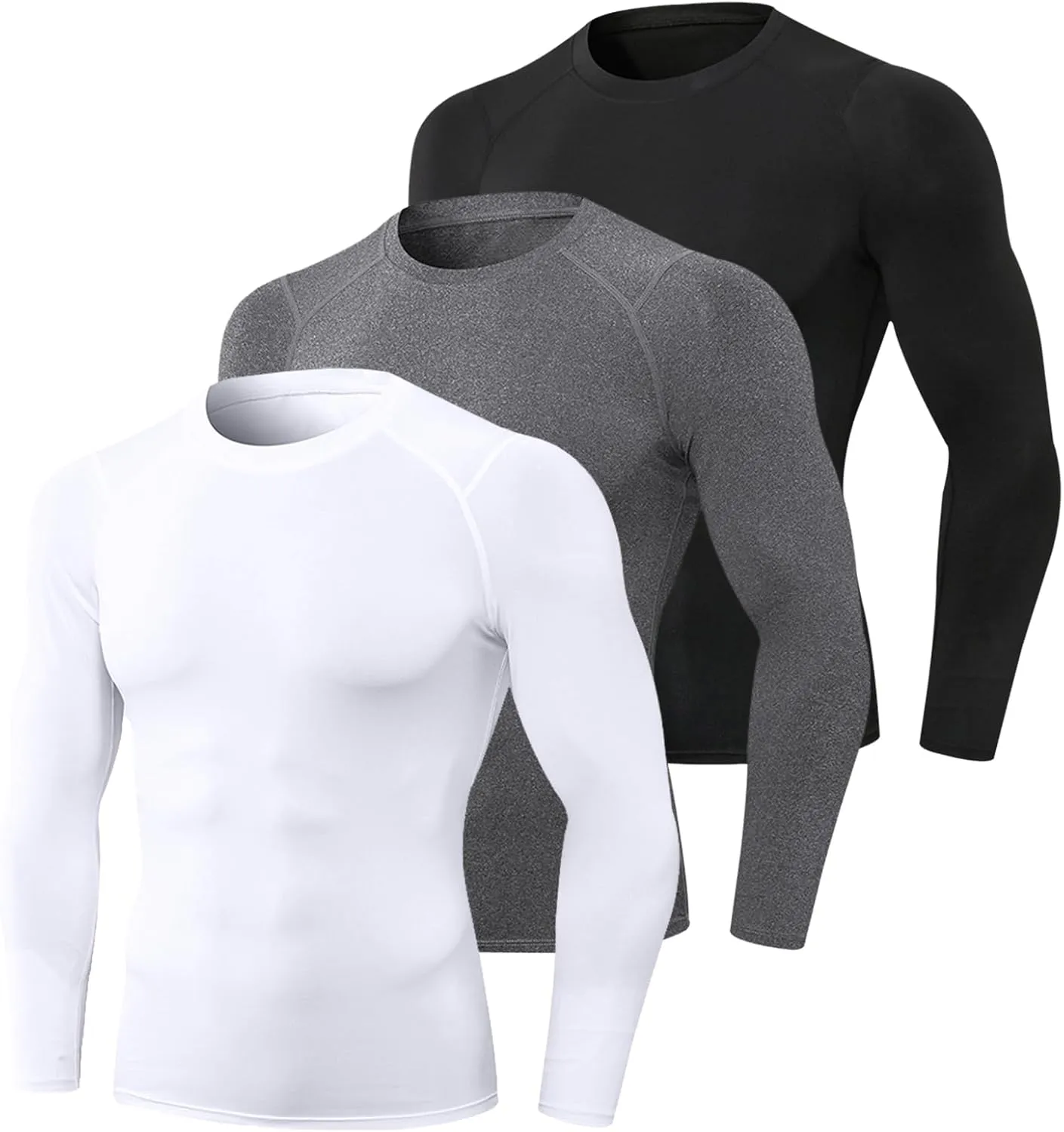 doorslay 3 Pack Compression Shirts for Men, Thermal Long Sleeve Athletic Undershirt, Base Layer Gear Tshirt for Workout Tops