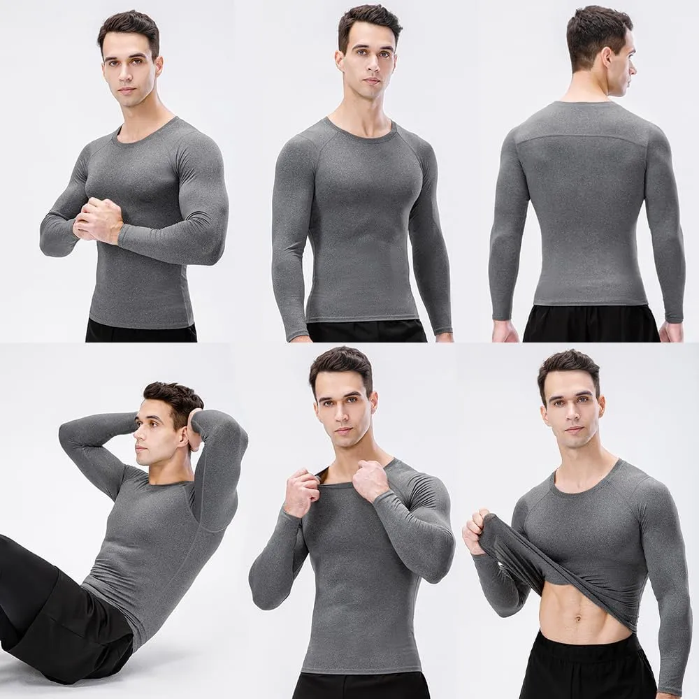 doorslay 3 Pack Compression Shirts for Men, Thermal Long Sleeve Athletic Undershirt, Base Layer Gear Tshirt for Workout Tops