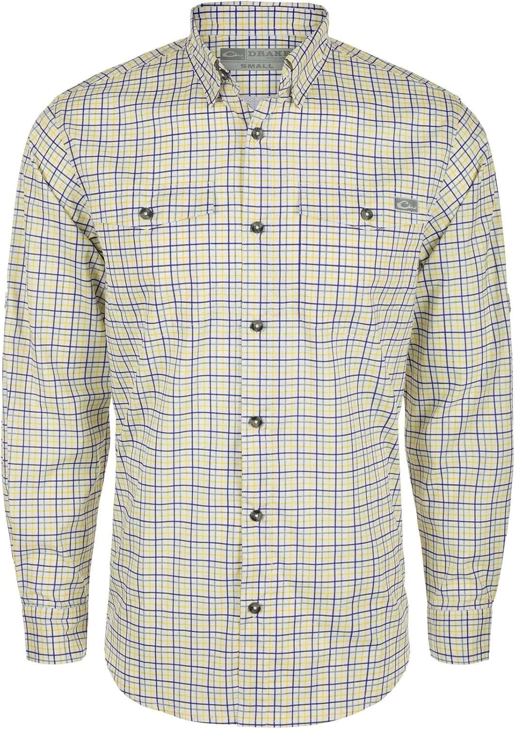 Drake Waterfowl Men's Frat Tattersall Button-Down Long Sleeve Casual Moisture Wicking Quick Drying Lightweight Plaid Shirt