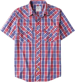 Dubinik Western Shirts for Men Short Sleeve Plaid Pearl Snap Shirts for Men Button Up Shirt Cowboy Casual Work Shirt