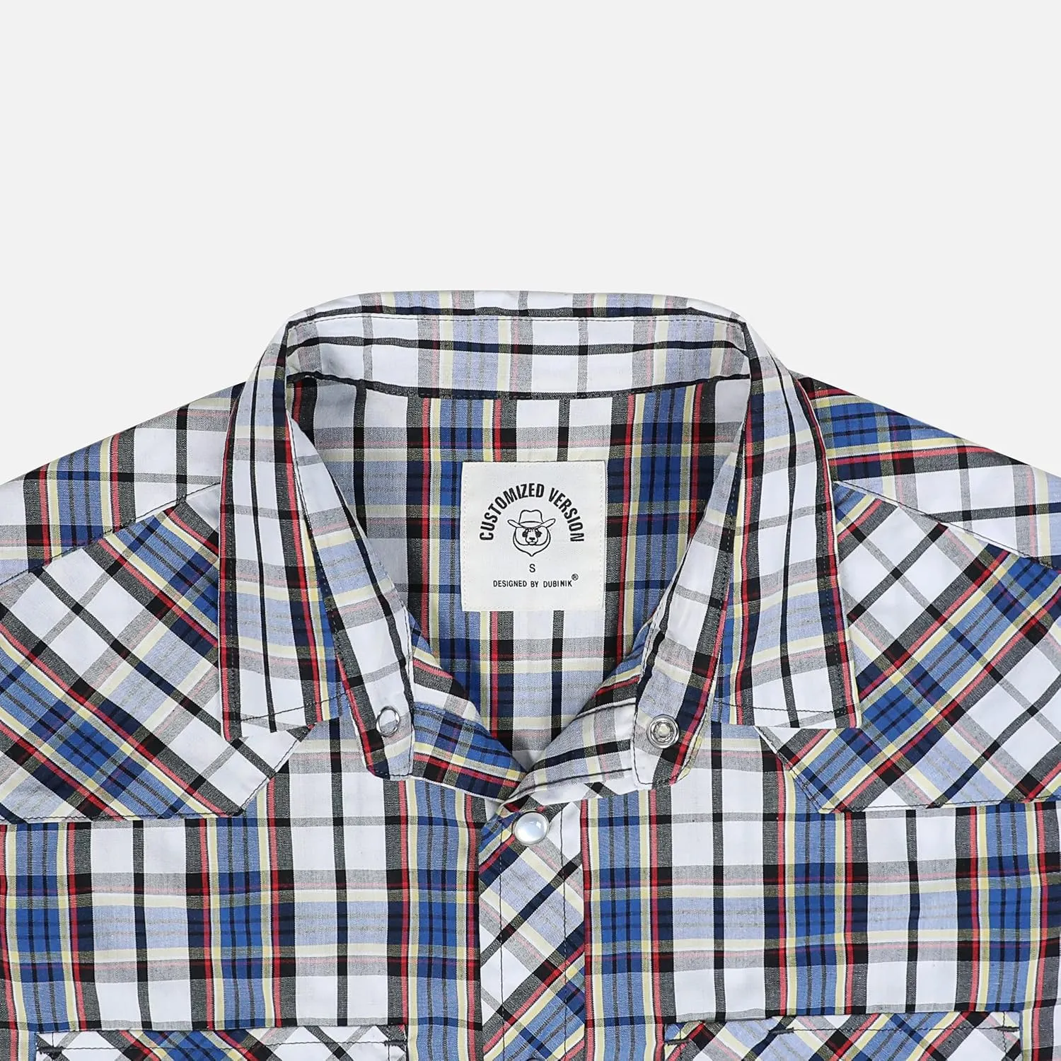 Dubinik Western Shirts for Men Short Sleeve Plaid Pearl Snap Shirts for Men Button Up Shirt Cowboy Casual Work Shirt