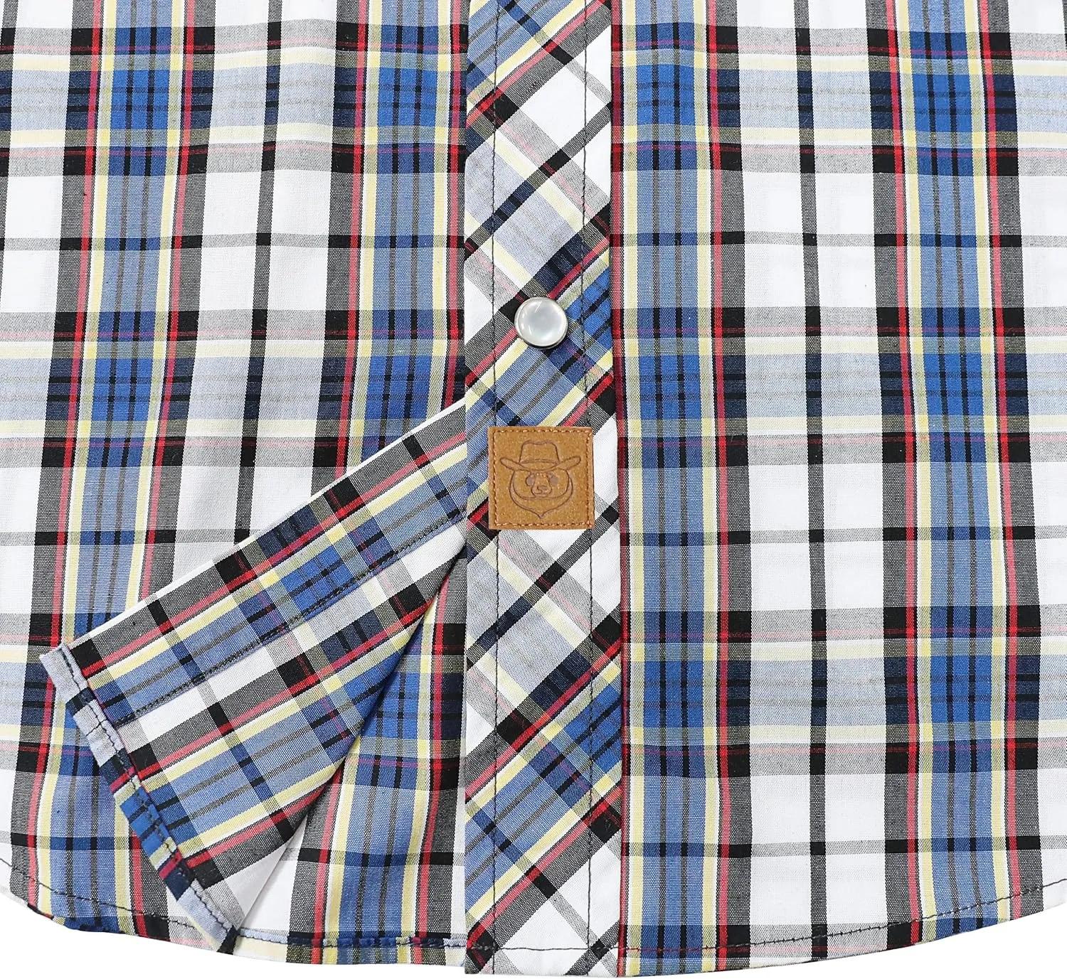 Dubinik Western Shirts for Men Short Sleeve Plaid Pearl Snap Shirts for Men Button Up Shirt Cowboy Casual Work Shirt