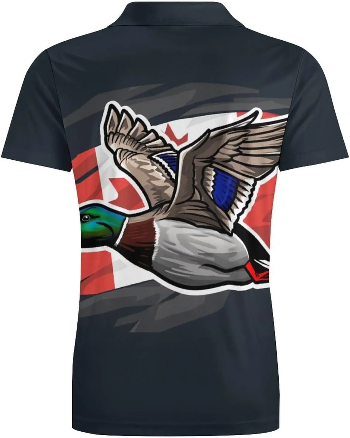 Duck Canada Flag Men's Polo Shirt Short Sleeve Casual Athletic Quick Dry Golf T-Shirts