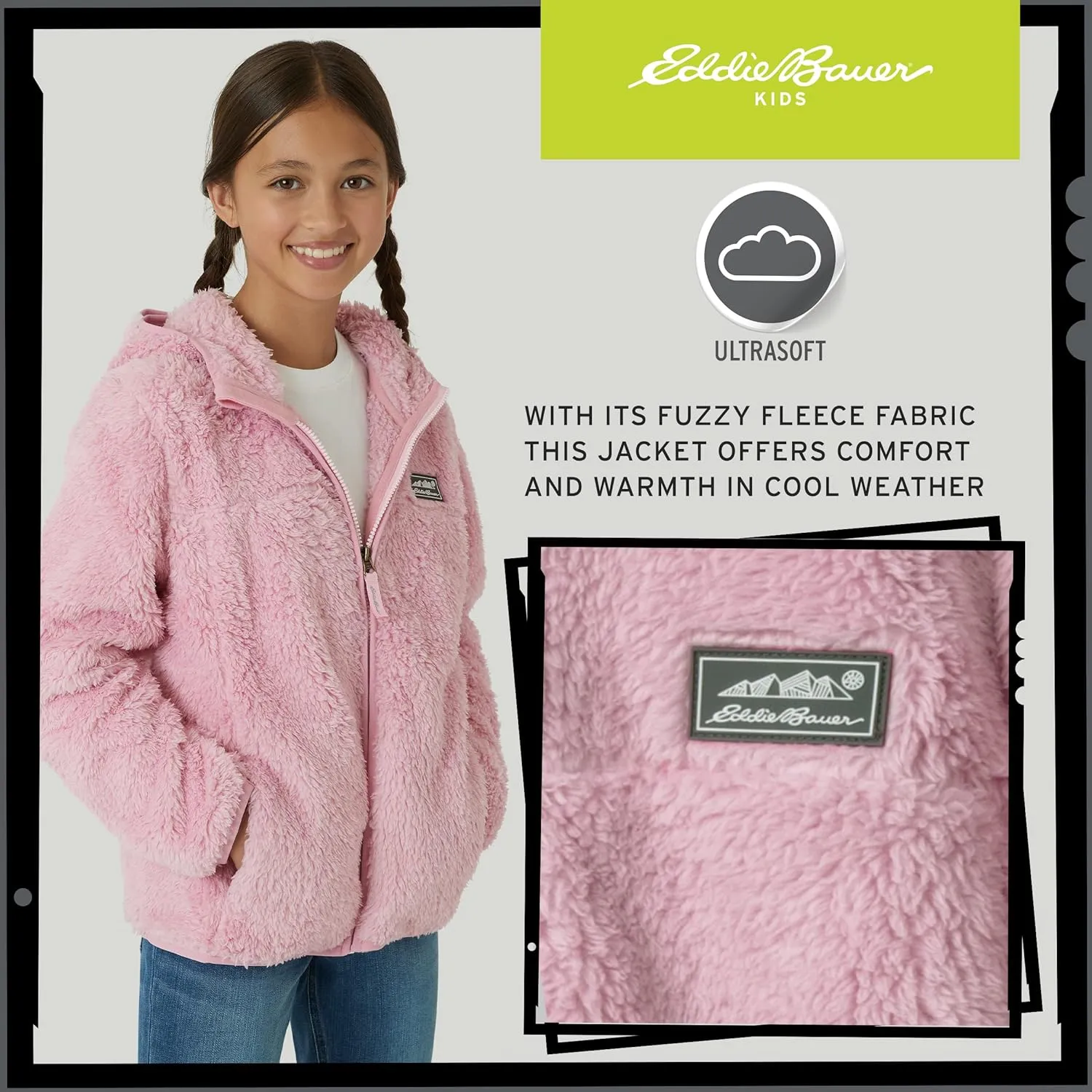Eddie Bauer Kids' Zip Up - Kids' Full Zip Ultra Soft Sherpa Fleece Hoodie Sweatshirt for Boys and Girls (5-20)