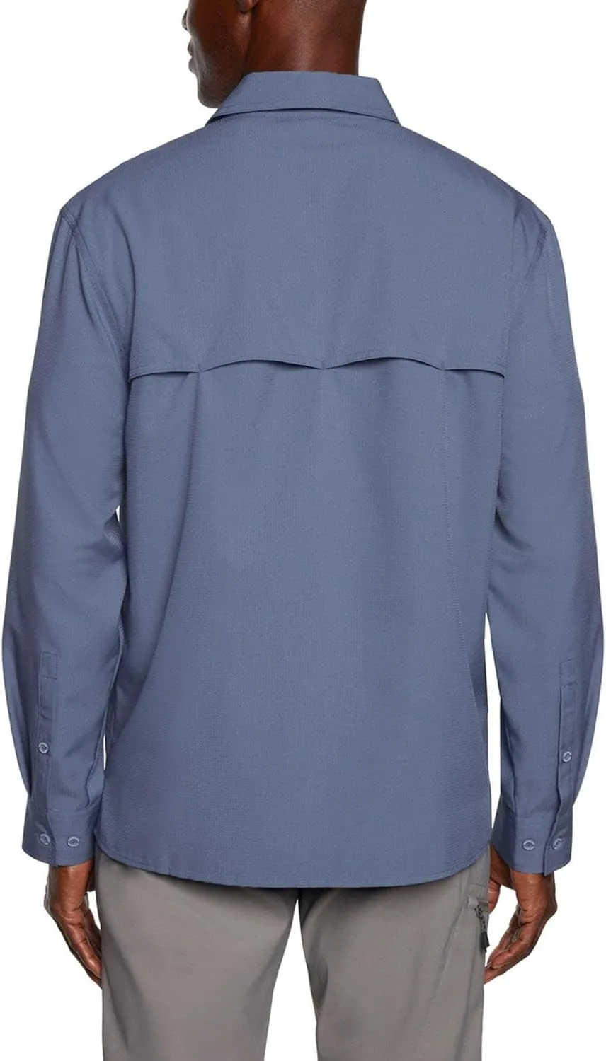 Eddie Bauer Men's Long Sleeve Woven Tech Shirt, UPF 50 Collared Button-Up Shirt, Hiking Fishing & Outdoor Work Shirts for Men