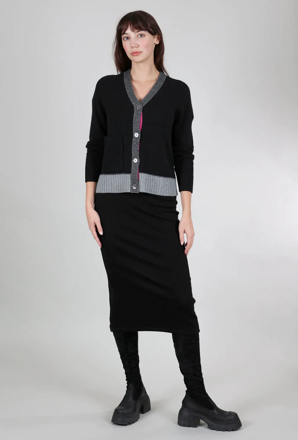 Elbow-Patch Cardie, Black