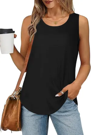 elescat Womens Tank Tops Summer Sleeveless Loose Fit Casual Tunic Top