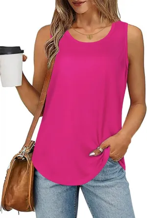elescat Womens Tank Tops Summer Sleeveless Loose Fit Casual Tunic Top