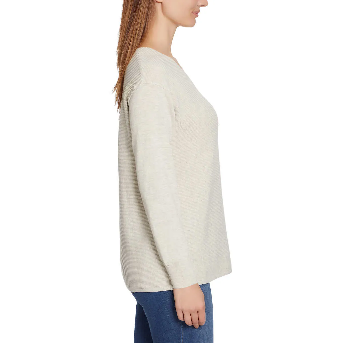 Ella Moss Women's Soft Ribbed Knit V-Neck Sweater