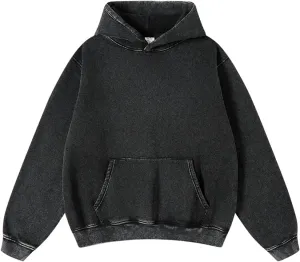 FAIABLE Mens Women Oversized Acid Wash Hoodie Unisex Heavyweight Vintage Fleece Sweatshirt & Hoodies for Men Couple 2025
