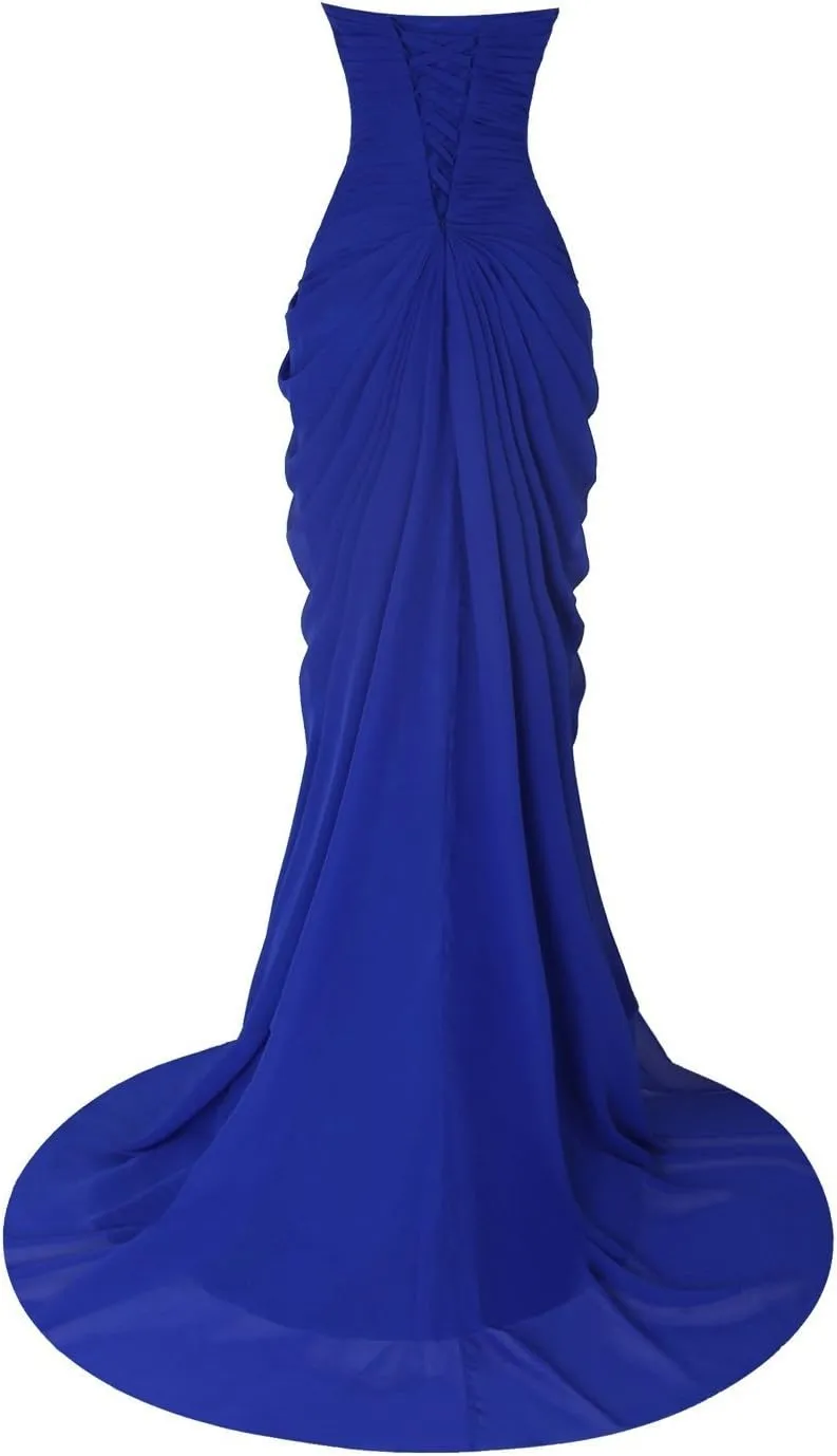 Fanciest Women's Mermaid Prom Dresses Long Beaded Split Sexy Evening Formal Gowns