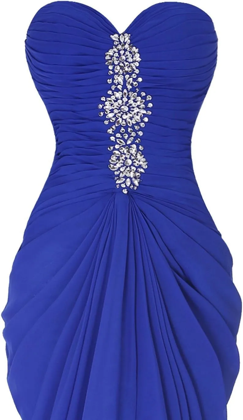 Fanciest Women's Mermaid Prom Dresses Long Beaded Split Sexy Evening Formal Gowns