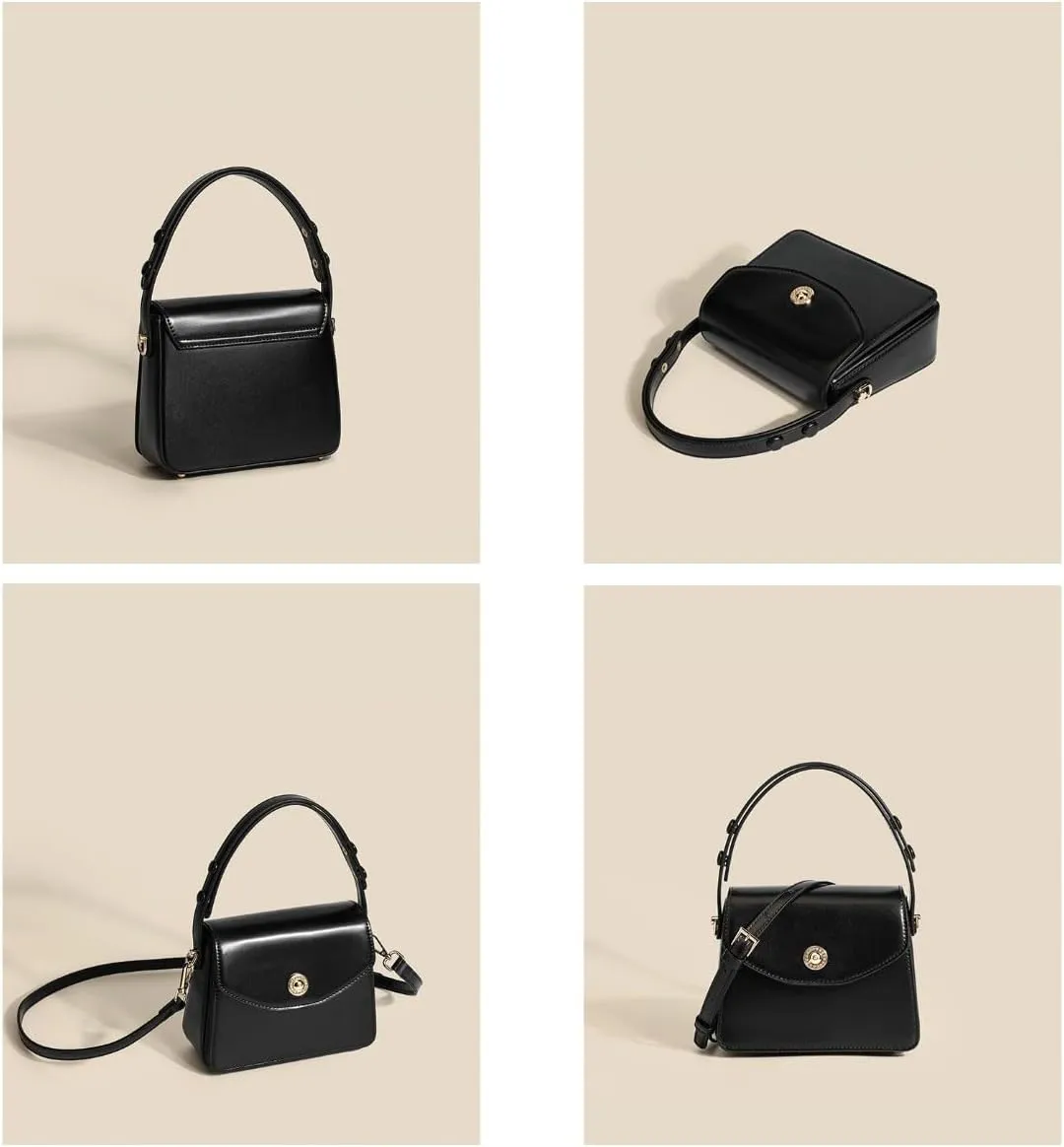 Fashion Women's Vegan Leather Shoulder Bag - Cute Top-Handle Crossbody Hobo Purse (Black)
