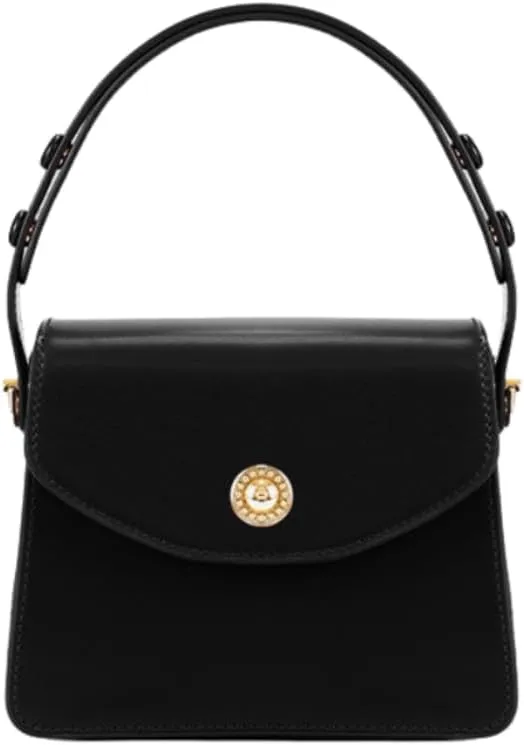 Fashion Women's Vegan Leather Shoulder Bag - Cute Top-Handle Crossbody Hobo Purse (Black)