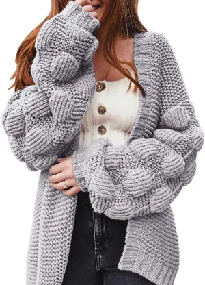 FERBIA Women Oversized Cardigan Knitted Cute Chunky Sweaters Wrap Long Fall Pom Pom Open Front Knit