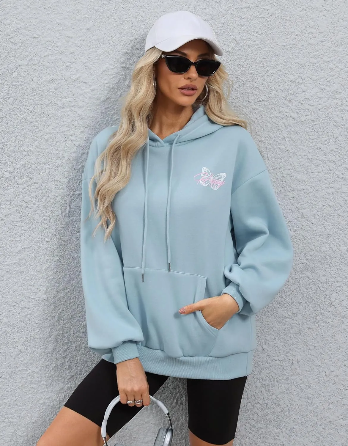For G and PL Women Y2k Letter Graphic Print Oversized Hoodie Drawstring Long Sleeve Casual Sweatshirt with Pockets