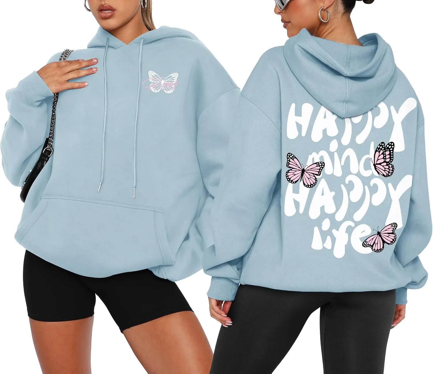 For G and PL Women Y2k Letter Graphic Print Oversized Hoodie Drawstring Long Sleeve Casual Sweatshirt with Pockets