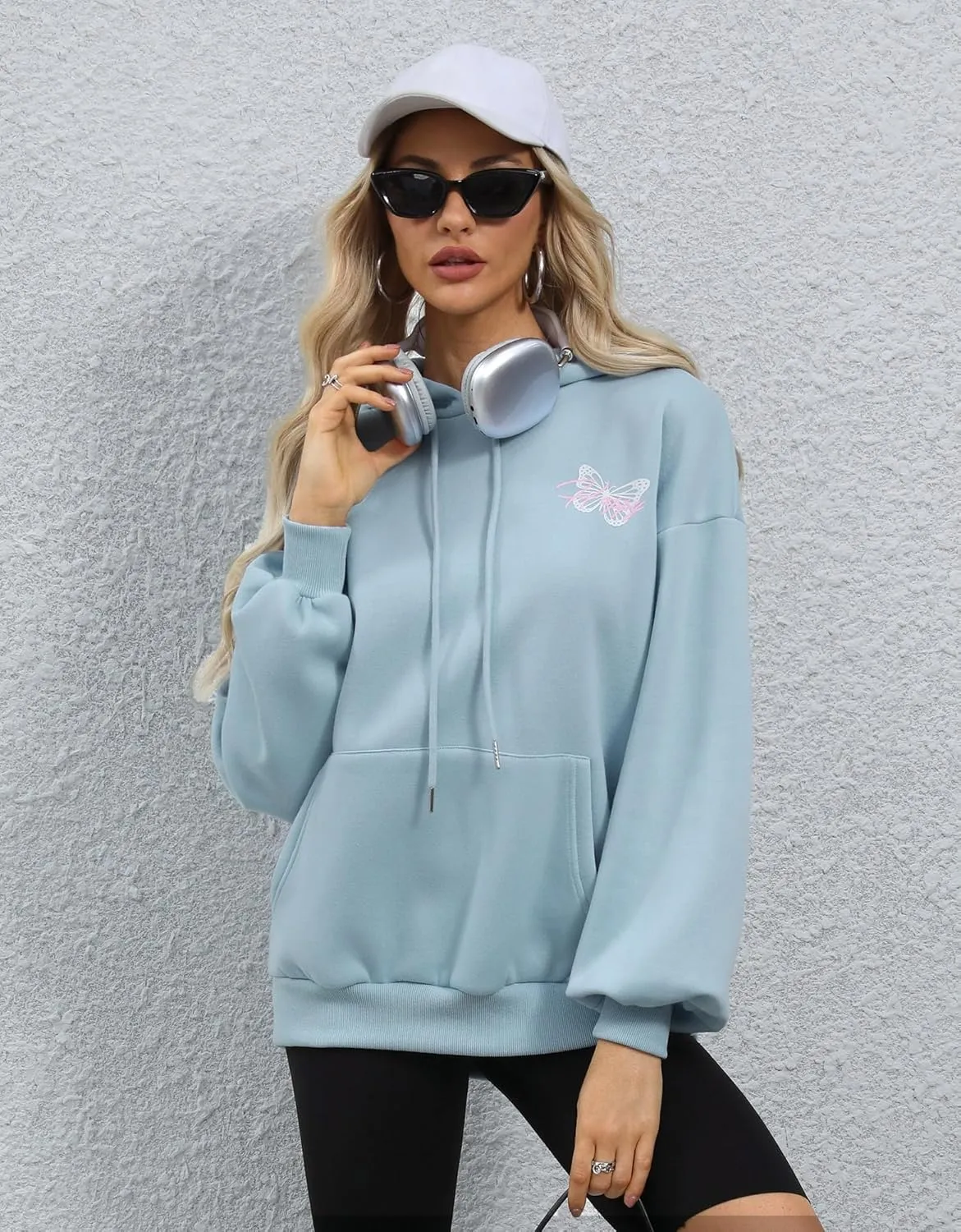 For G and PL Women Y2k Letter Graphic Print Oversized Hoodie Drawstring Long Sleeve Casual Sweatshirt with Pockets