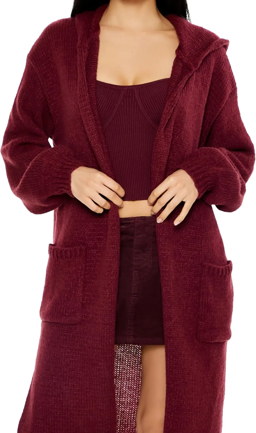 Forever 21 Women's Hooded Cardigan Sweater