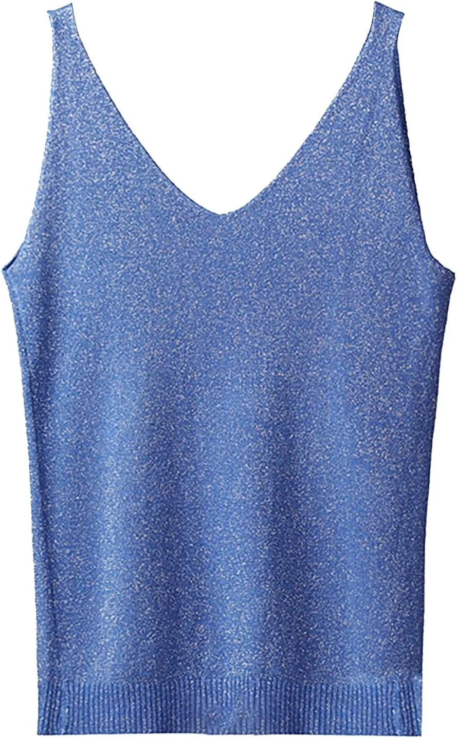 Formal Tops for Women Evening V Neck Sleeveless Glitter Tank Stylish Comfy Cute Party Club Western Shirts for Women