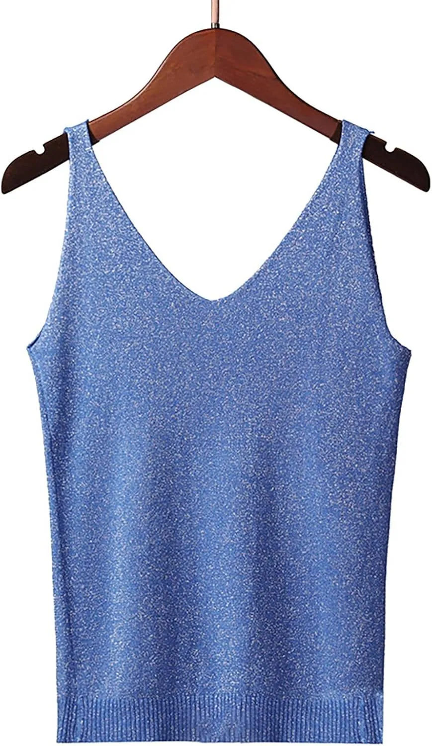 Formal Tops for Women Evening V Neck Sleeveless Glitter Tank Stylish Comfy Cute Party Club Western Shirts for Women