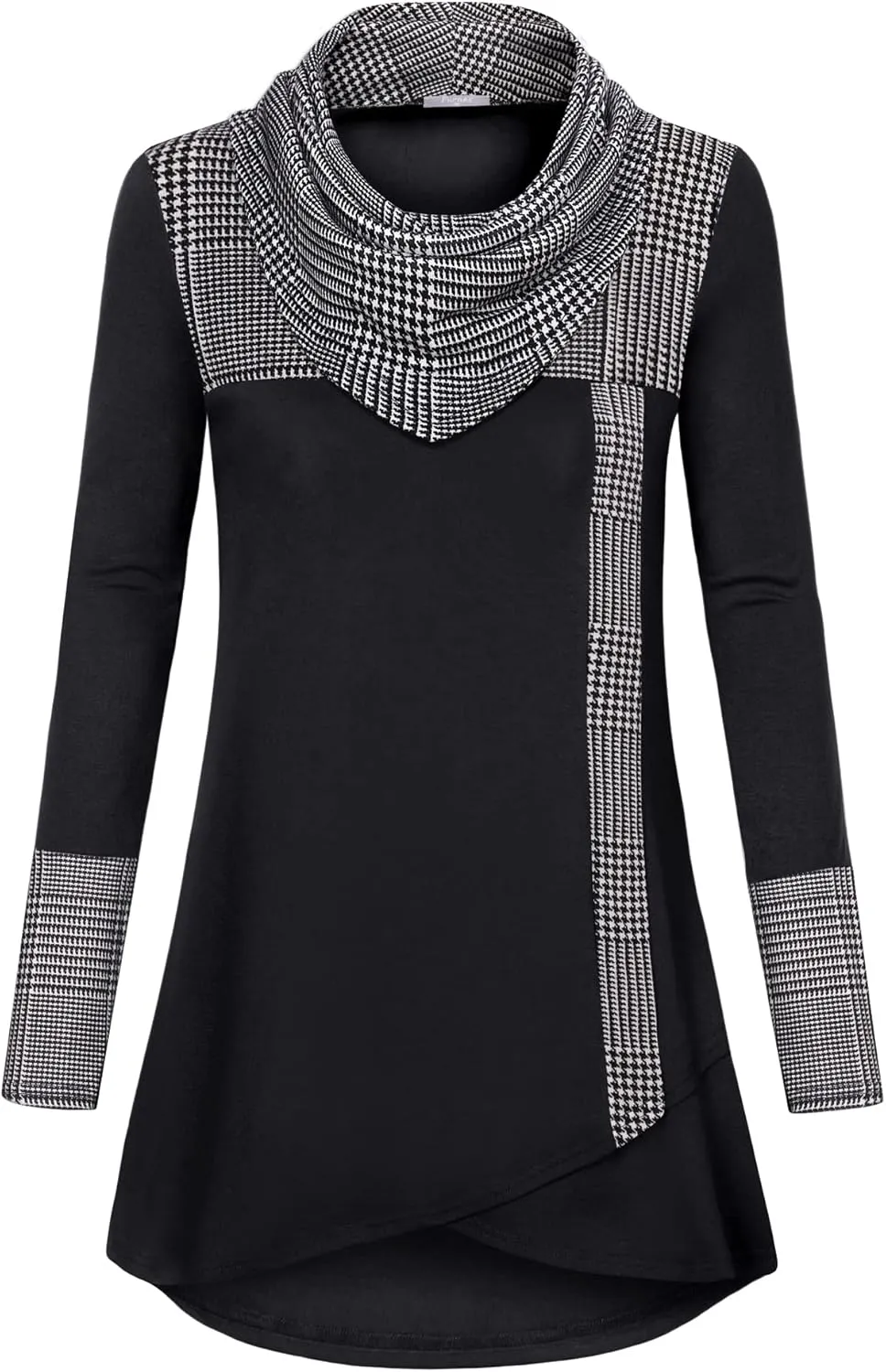 Furnex Women's Long Sleeve Cowl Neck Tunic Top Casual Pullover Sweatshirt